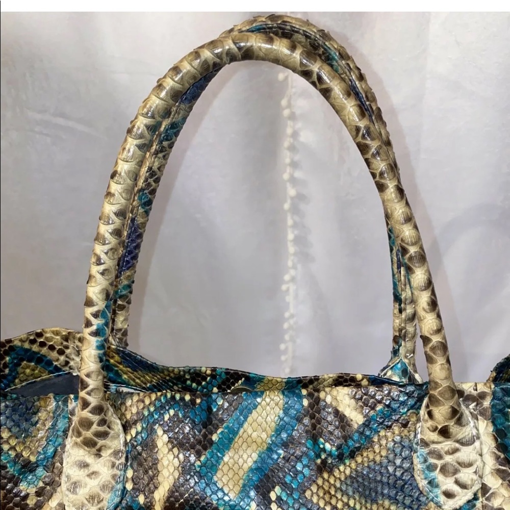 Snakeskin Python Print Leather Tote - Picture 12 of 13